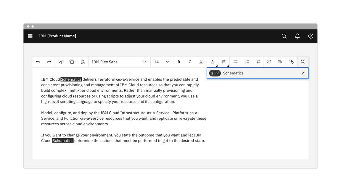 Search keyword matches within the text area. Search keyword matches within the text area.